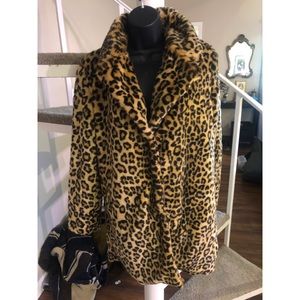 Forever 21 leopard print faux fur coat